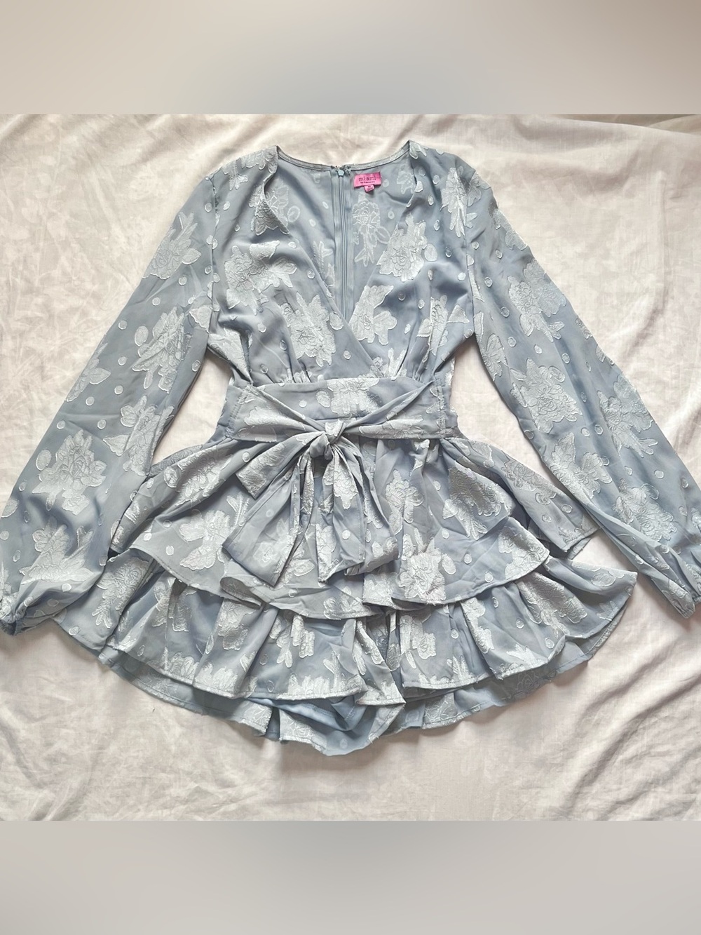 Francesca’s blue floral babydoll romper